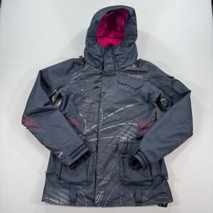 Oakley Snowboard Coat‎ Anorak Fit Hooded Women's Large Gray Pink Insulated